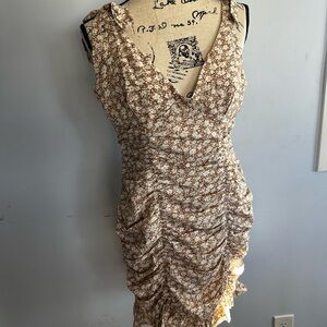 SHEIN Cream‎ Bodycon Mini Dress V-Neck Cocktail